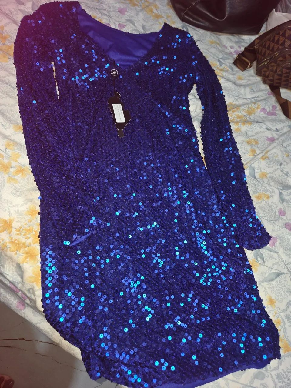 Vestido paête azul PP