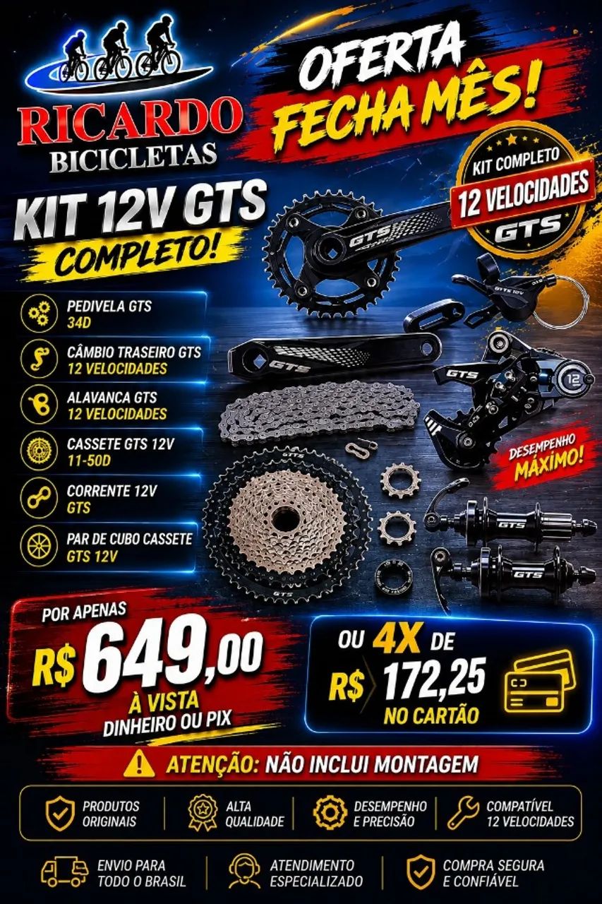 Kit transmissão 12v Gts Completo com cubo 