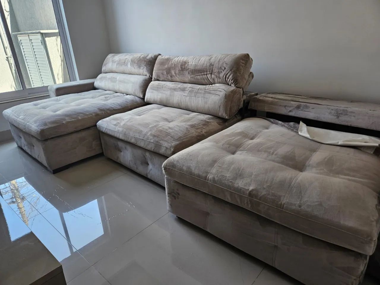 Sofá Retrátil Reclinável 3m Luxo Cinza Super Confortável? - Foto 2