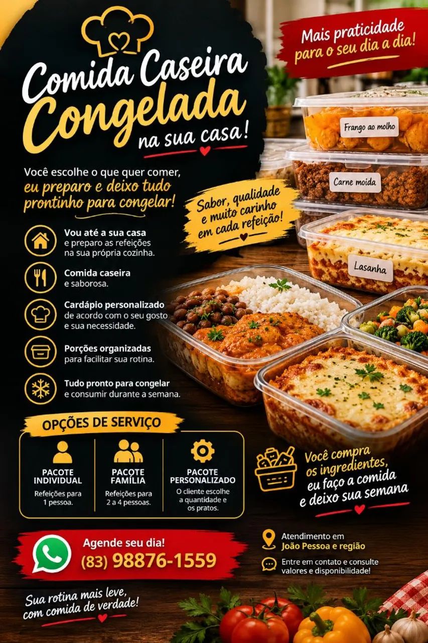  COMIDA CASEIRA CONGELADA NA SUA CASA! 