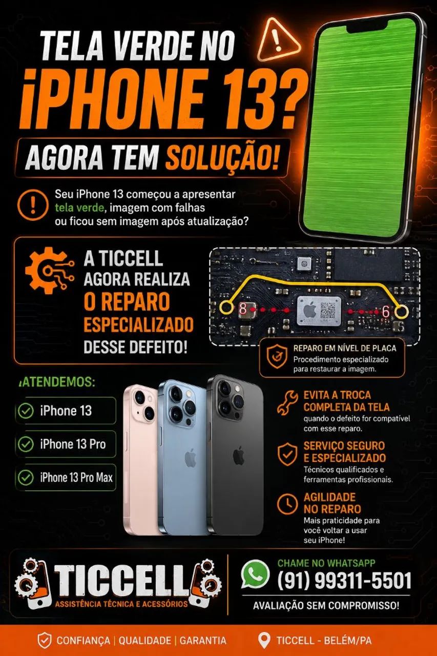 Reparo de iPhones 13,13pro,13 pro Max 