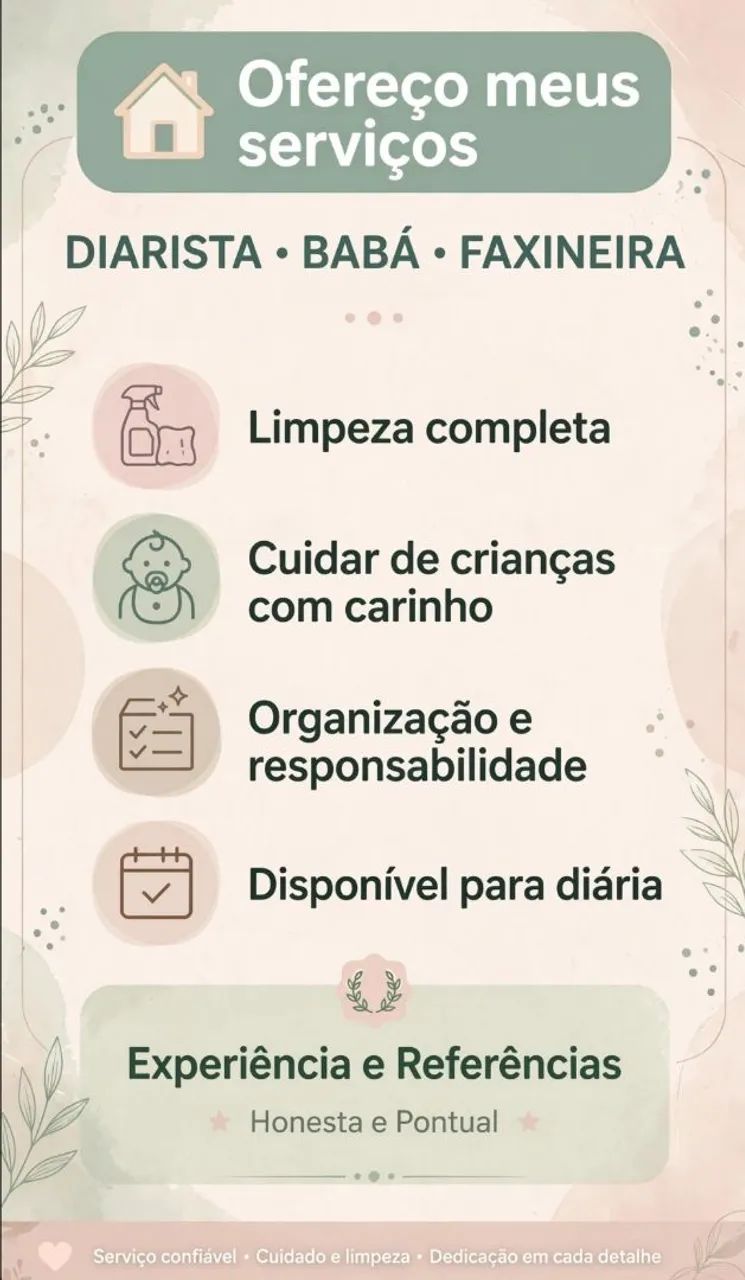 Trabalho com diárias  faxina 