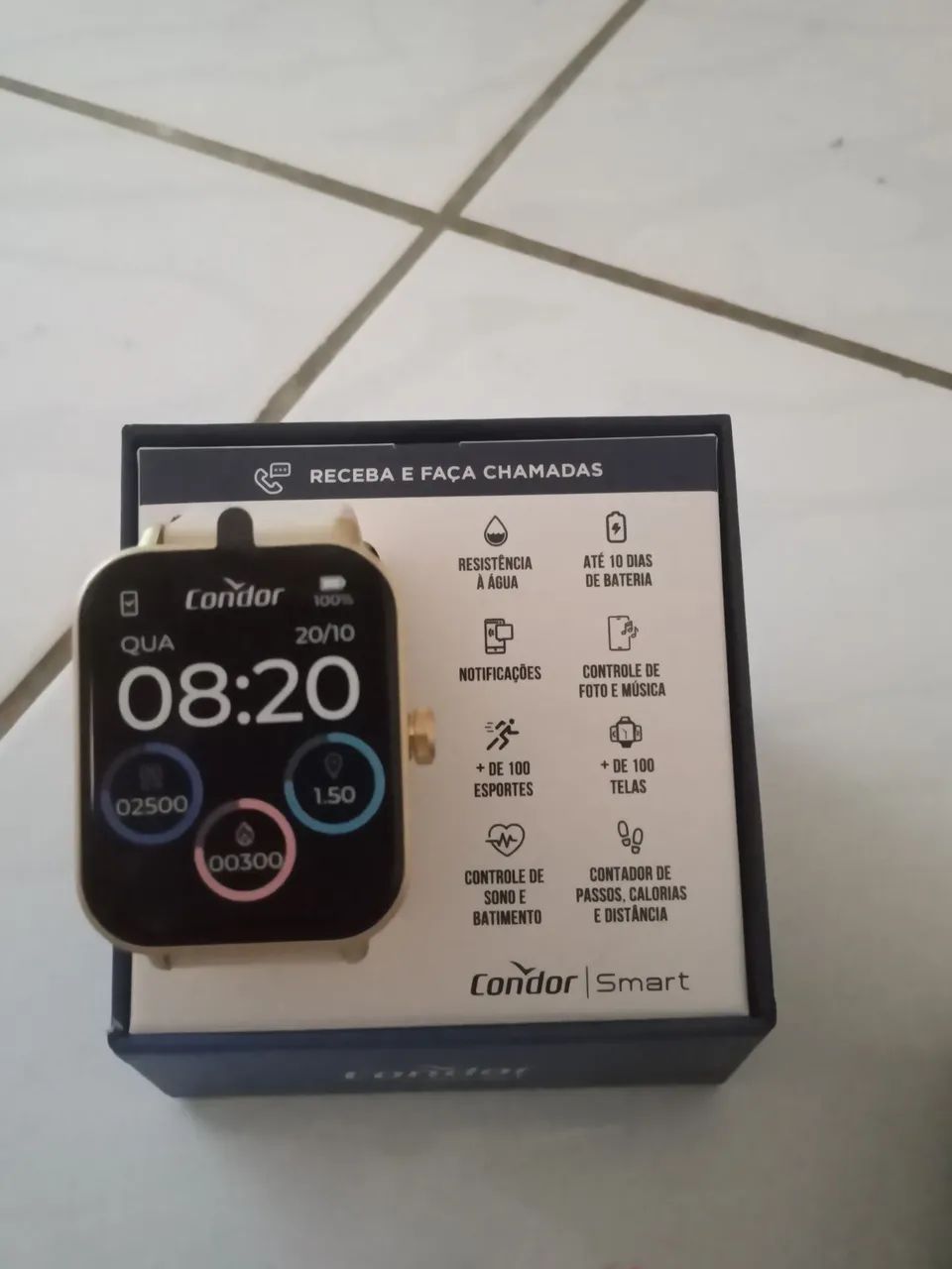 Smartwatch Condor Smart Dourado com Pulseira Rosé - Faz e Recebe Chamadas - Foto 2