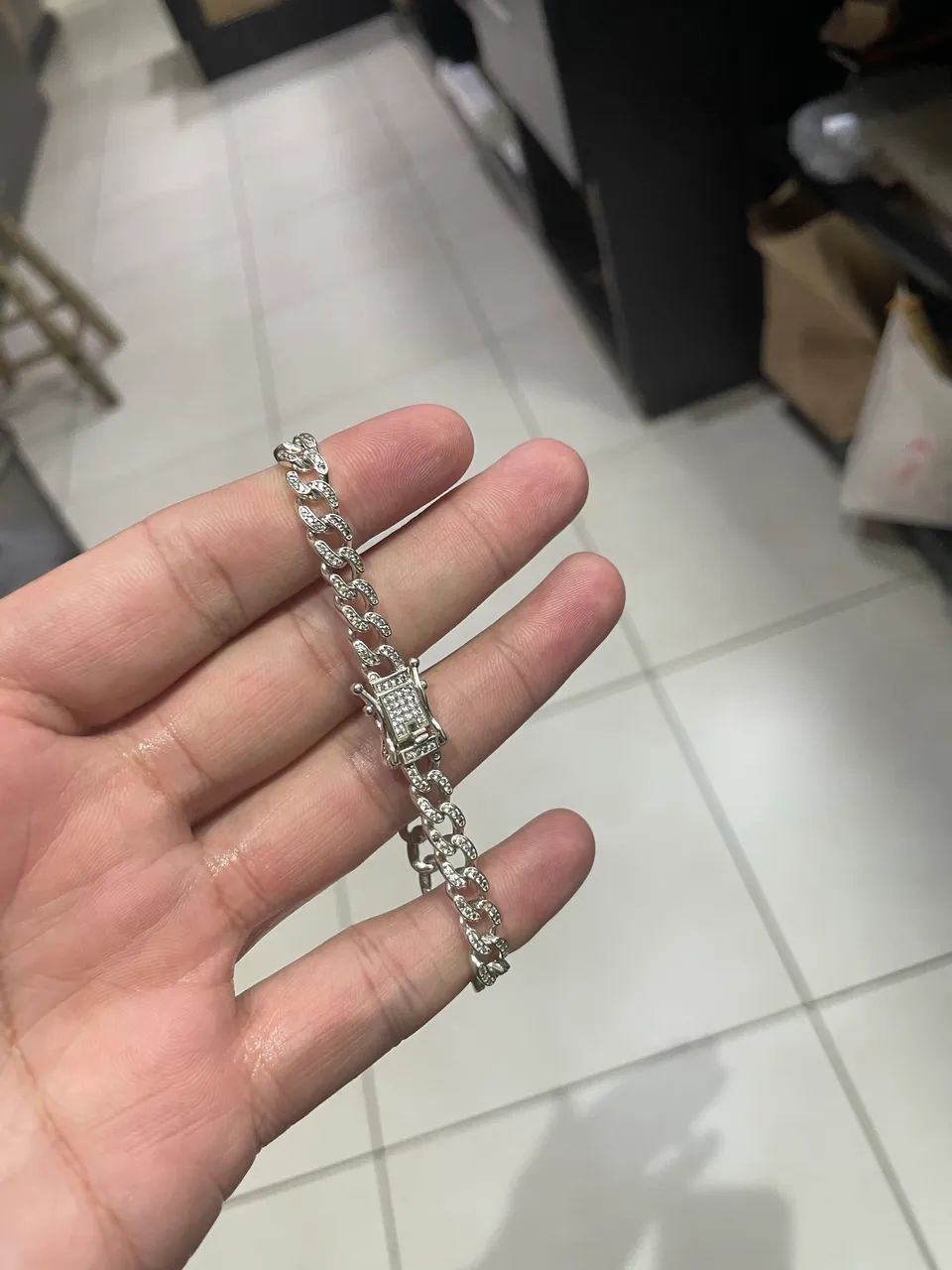 Pulseira prata cravejada