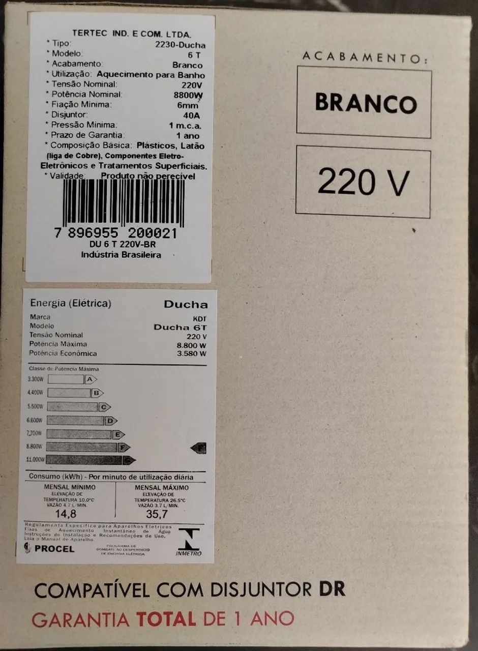 IMPERDÍVEL ***** Ducha KDT 6T 8800 W 220 V - Foto 4