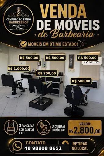 Cadeira e bancada de barbearias 