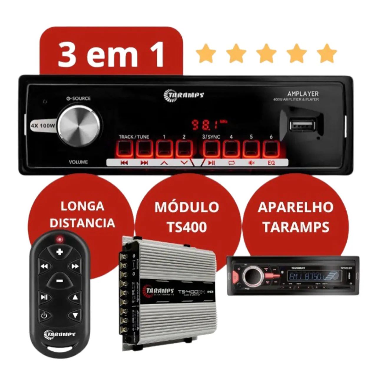 Rádio de carro 3/1 taramps - Foto 2