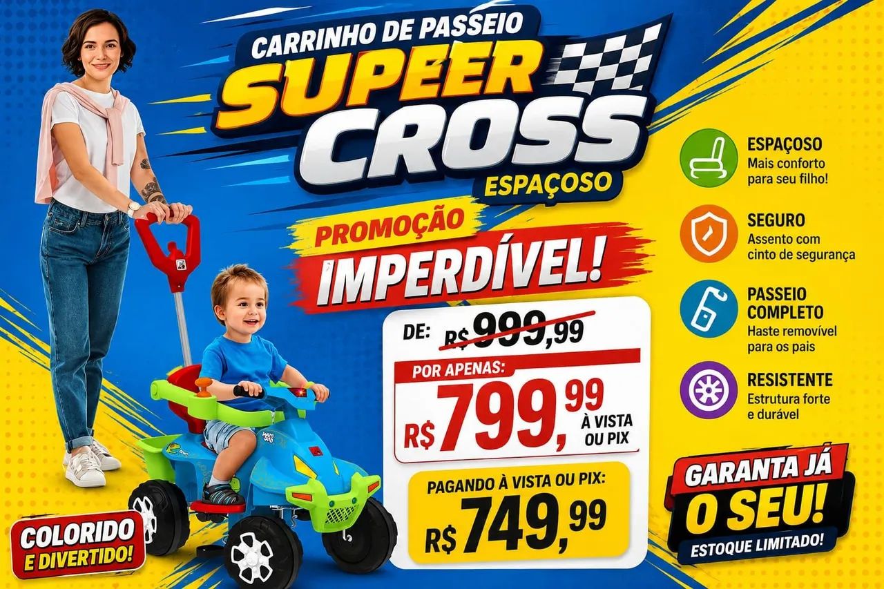 Carrinho Super Cros INFANTIL R$