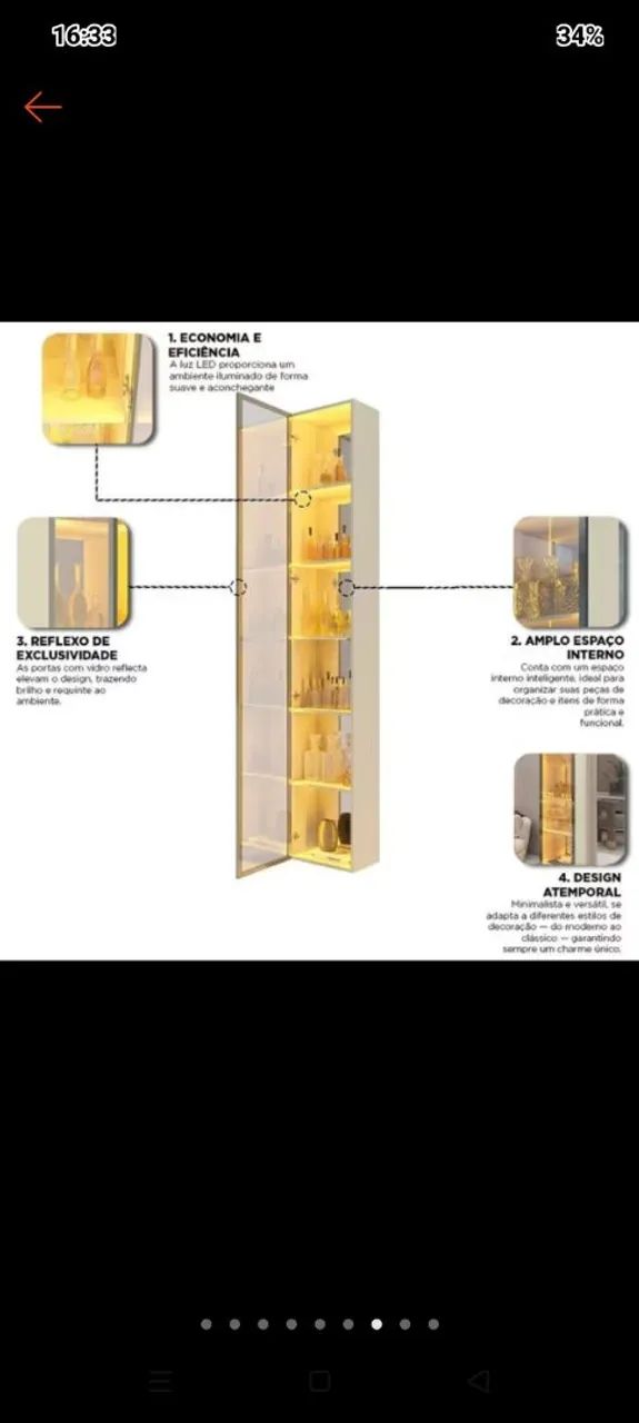 Cristaleira 100% MDF com led - Foto 3