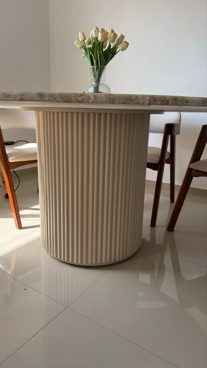 Mesa de Jantar em Mármore Travertino + 6 Cadeiras Ibiza - Foto 5