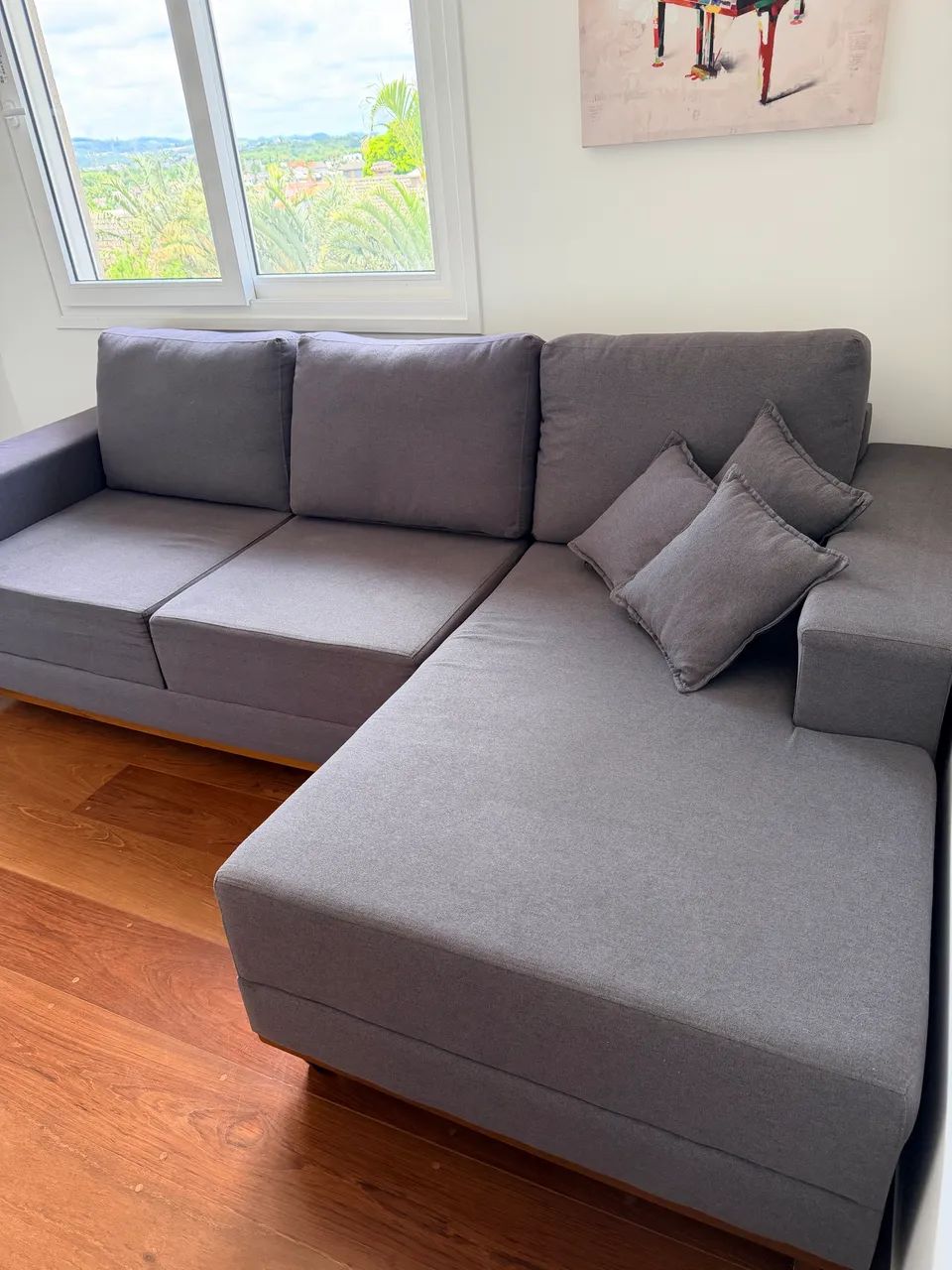 Sofá 4 lugares cinza 