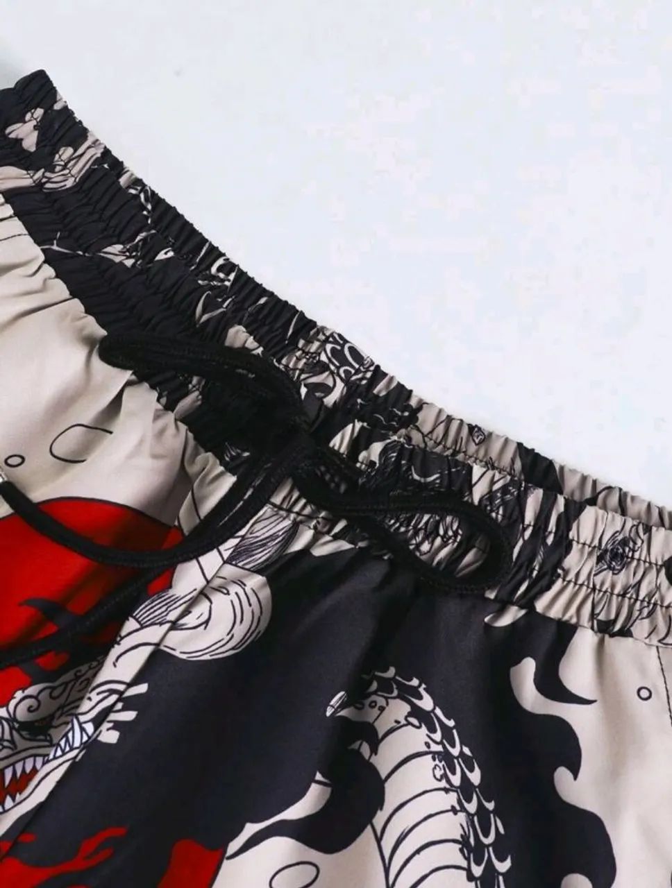 Conjunto Kimono Chinês com Estampa de Dragão Vermelho Lua Estilo Cartum (One Piece) - Foto 4