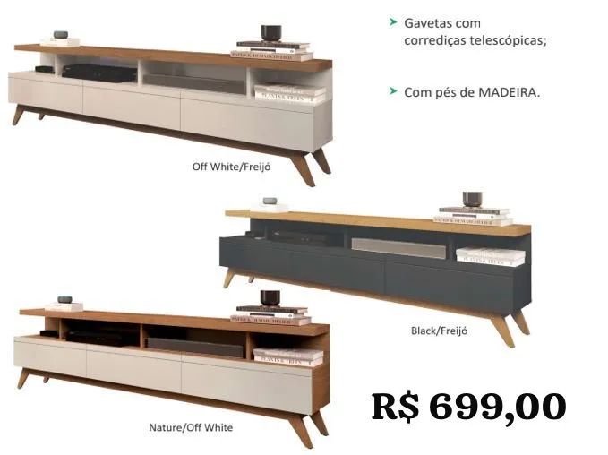 Rack Bancada 1,80m com 3 gavetas