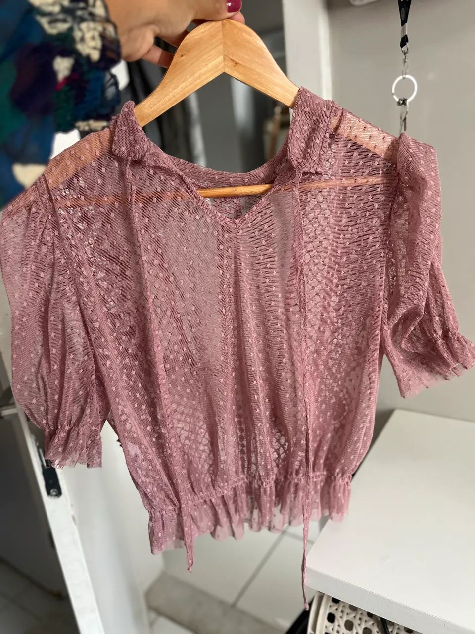 Blusa feminina de renda branca nova - Foto 3