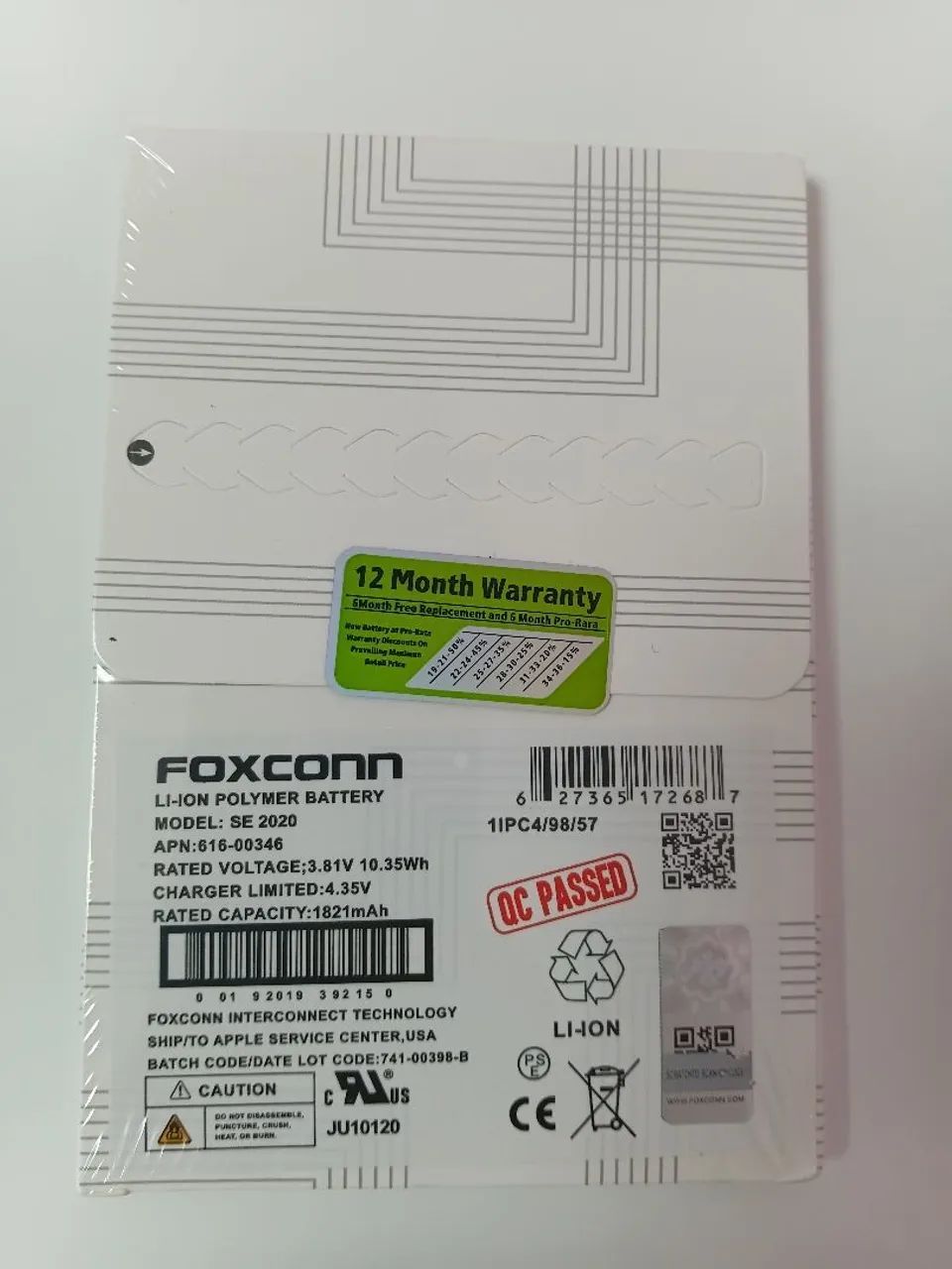 Bateria iPhone SE 2020 Foxconn Original Premium 1821mAh Nova