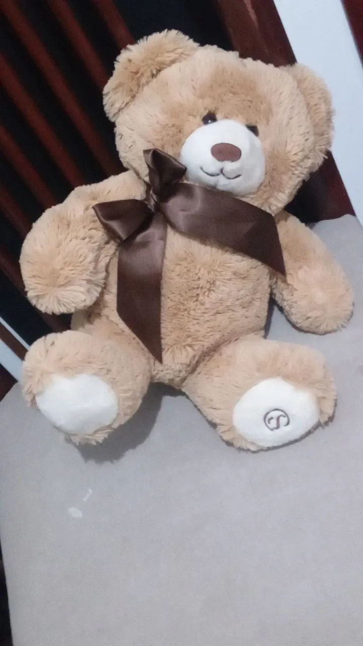 Urso  de pelúcia  bege  médio  - Foto 2