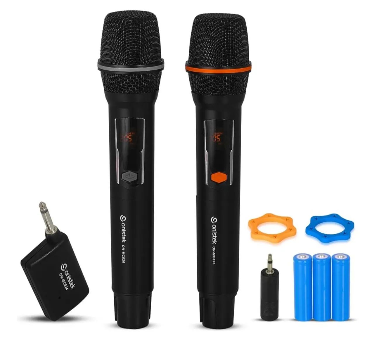 Microfone Dinâmico Uhf Sem Fio Duplo De Mão Karaokê