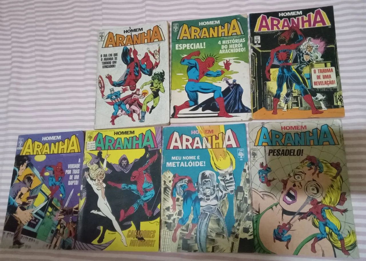 Sete hqs formatinho abril jovem do Homem Aranha: 43, 46, 53, 58, 59, 63, 66