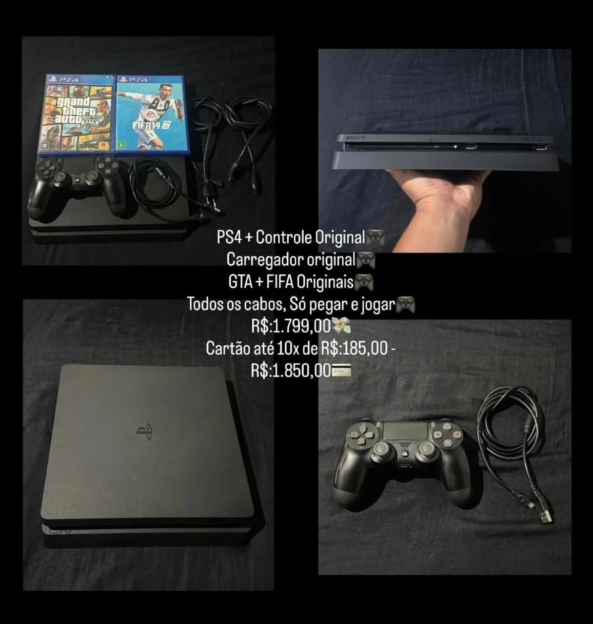 Ps4 com controle e 2 jogos