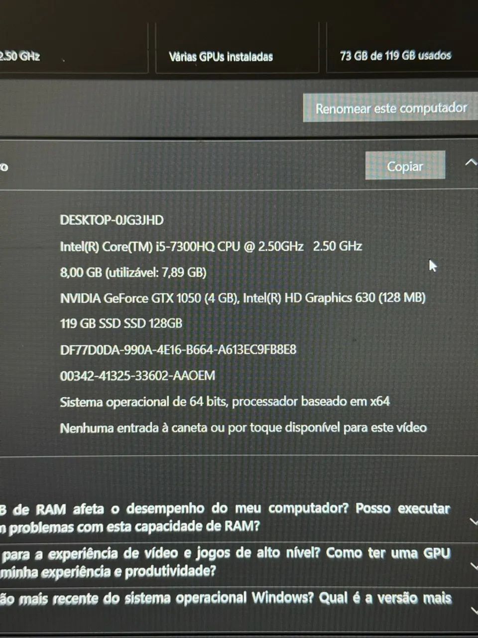 Notebook Nitro 5 - i5 GTX 1050(Valor negociável) - Foto 5