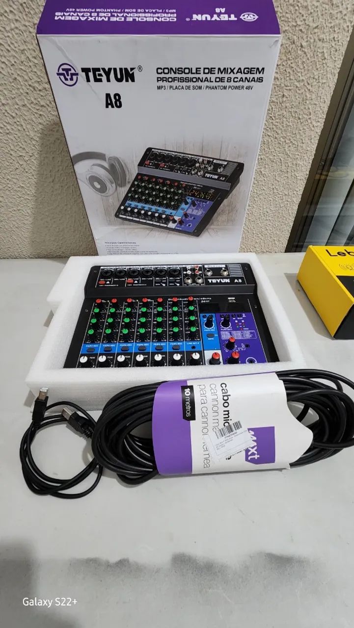 Mesa de Som Teyun A8 8 Canais Bluetooth USB + Interface de Áudio na Caixa - Foto 3
