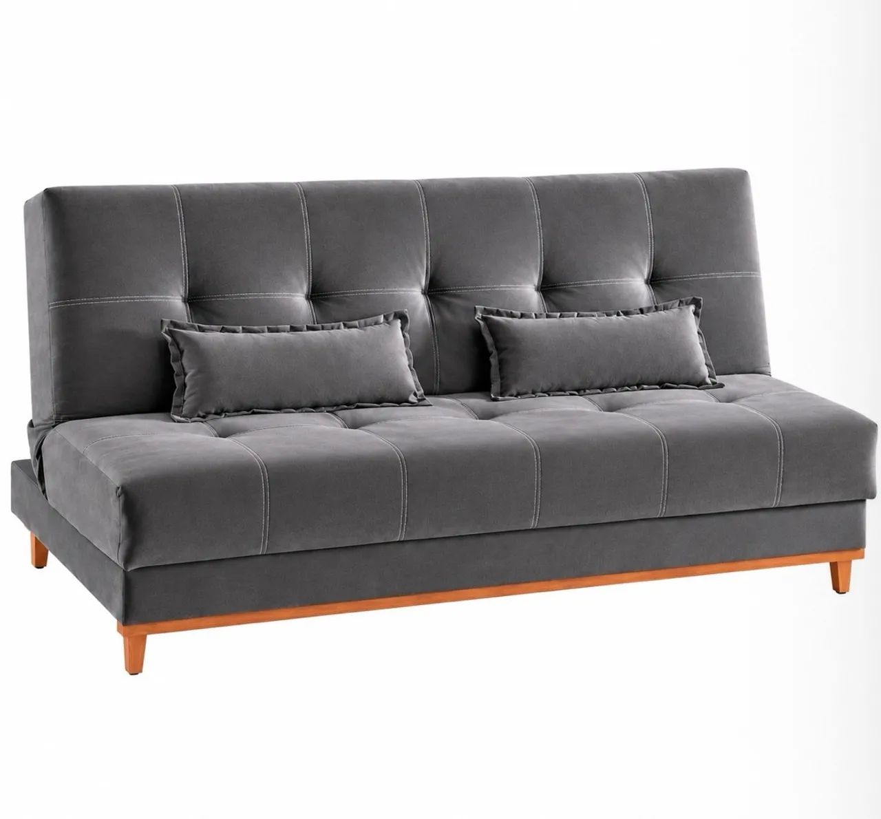 Sofá-Cama Confort Versátil 1,88 m Veludo Cinza - Foto 2