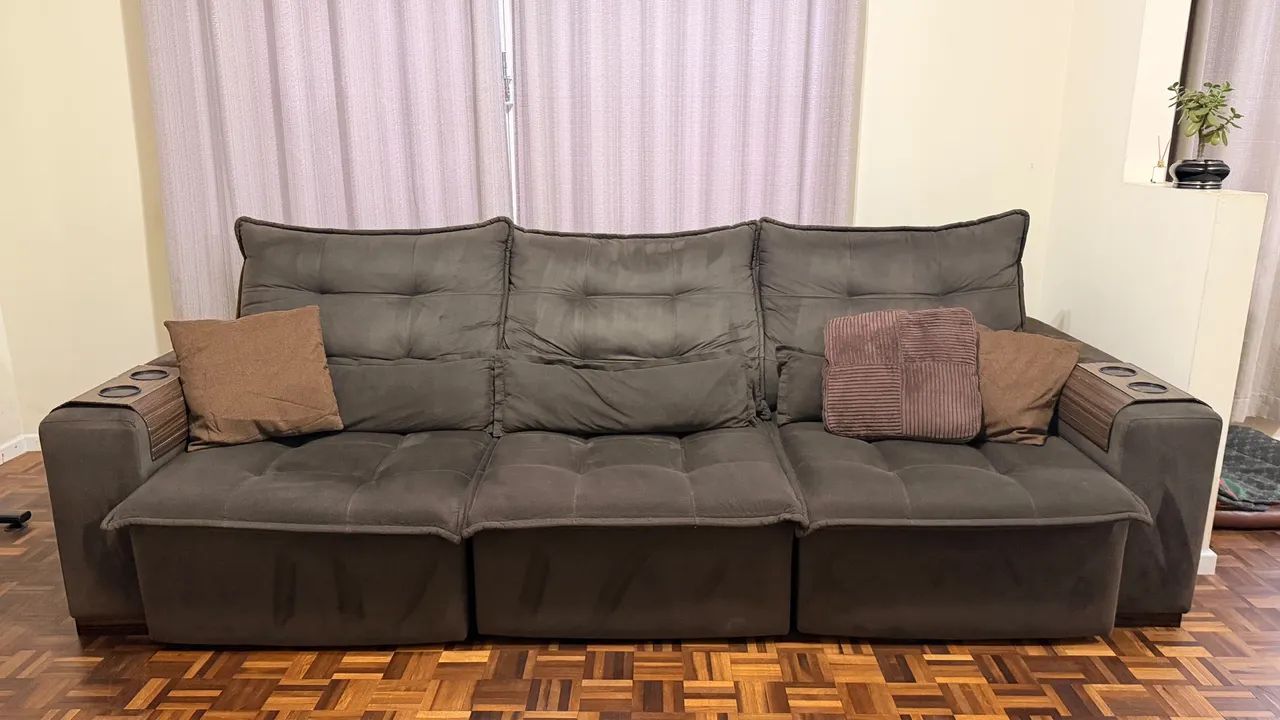 Sofá em Chenille retrátil e reclinável 3 metros  - Foto 3