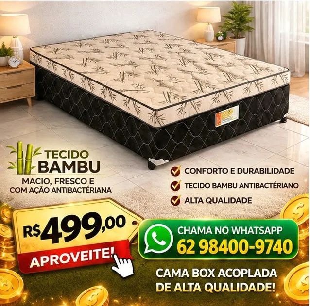 CAMA BOX CASAL com conforto D33, pronta entrega e qualidade garantida! - Foto 4