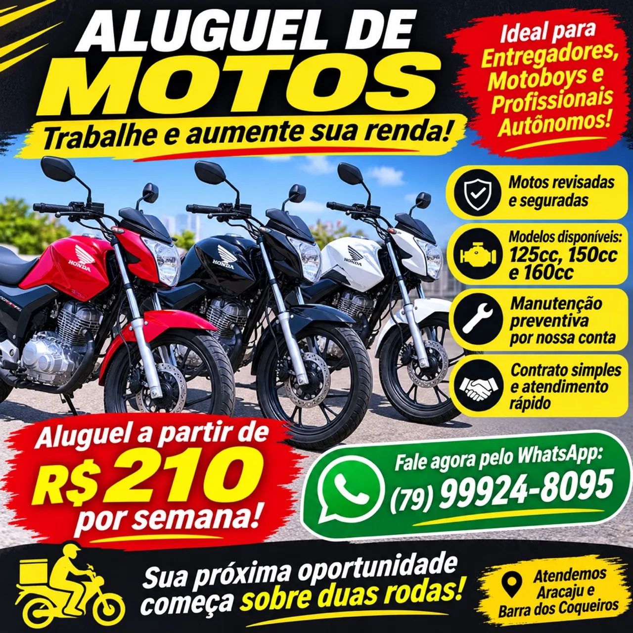 Precisa de moto para trabalhar como entregas ou aplicativos?