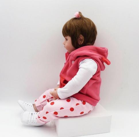 Boneca Bebê Reborn Gisele 60cm Girafa De Brinde - Foto 3