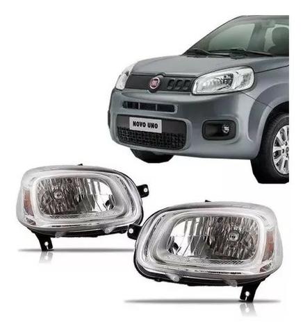 Par Farol Cromado Fiat Uno 2015 2016 2017