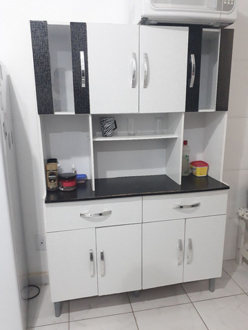 Armário de cozinha, branco/cristaleira