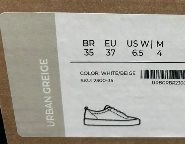 Tênis unissex Yuool Urban Greige branco com bege - tamanho 35-36