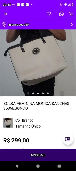 Bolsa de Ombro Listrada Monica Sanchez 3635 nova - Foto 4