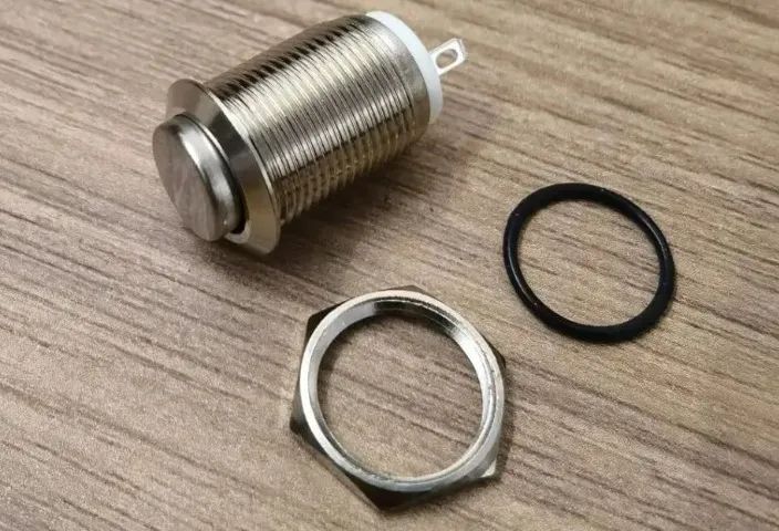 Botão Impermeável Momentaneo Push Button cromo Metal inoxidável 2pin N/O 12V 12m COD-CP752 - Foto 2