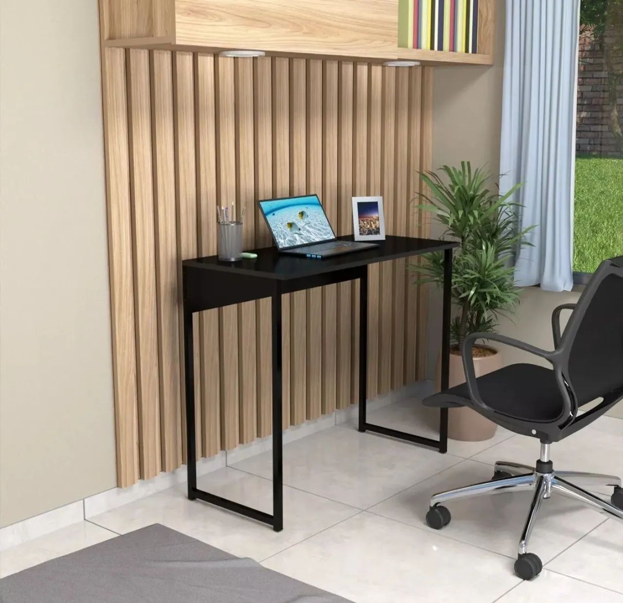 Mesa escrivaninha/Home office/Penteadeira modelo industrial cor preta - Foto 3