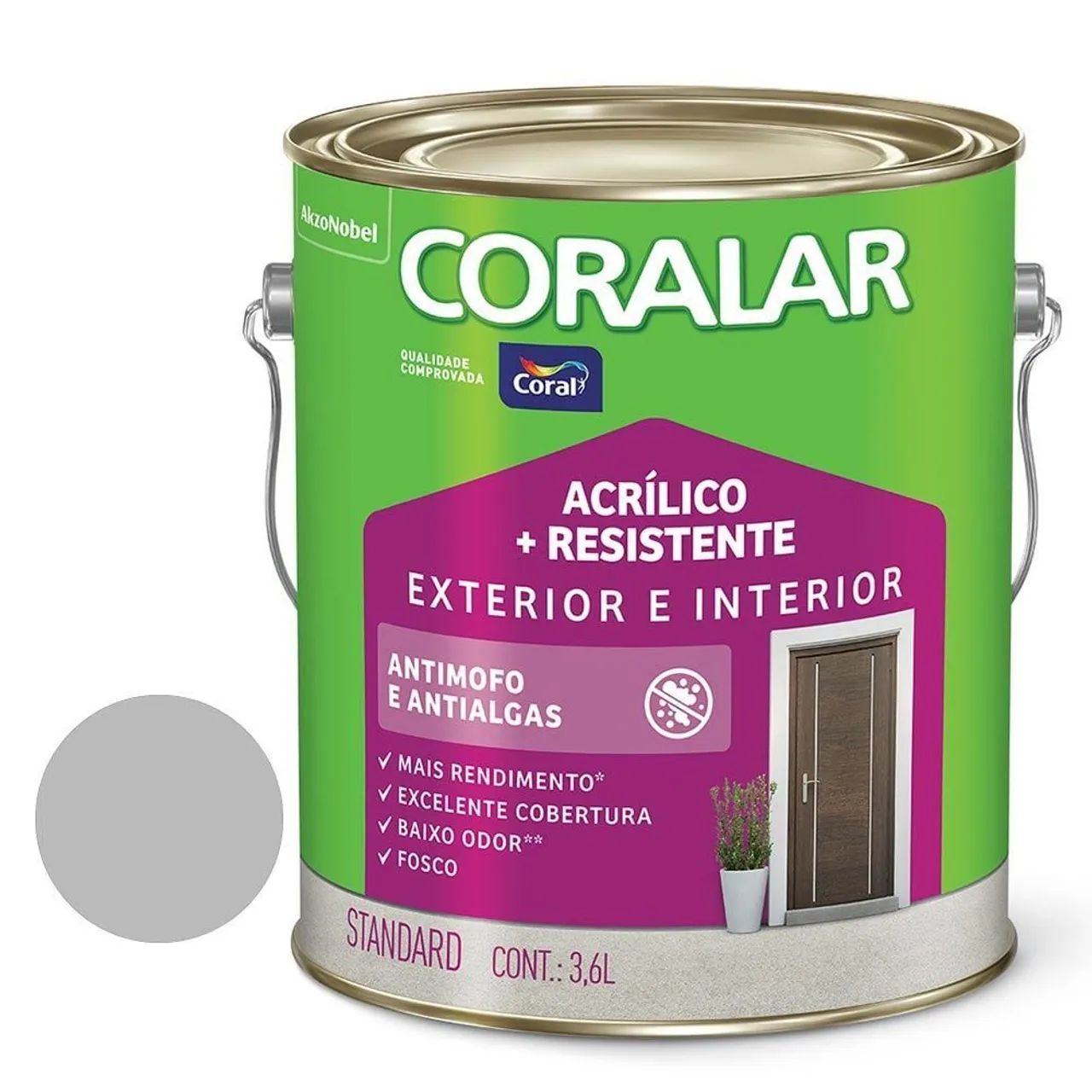 Tinta Acrílica Fosca Galão 3,6L Coralar mais Resistente Dia Nublado CORAL