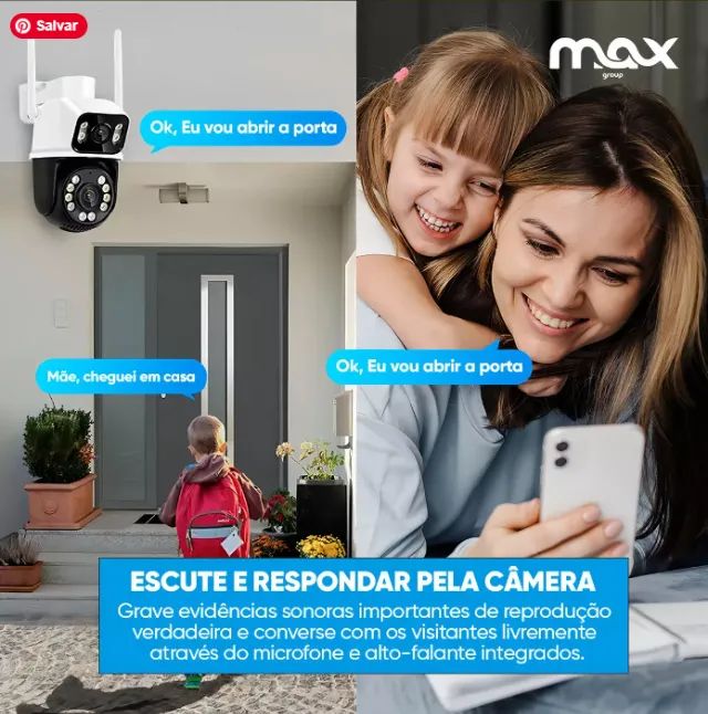 Câmera Lentes Dupla Prova D'água Ip App ICSEE Celular Wi-fi Cor Preto - Foto 5