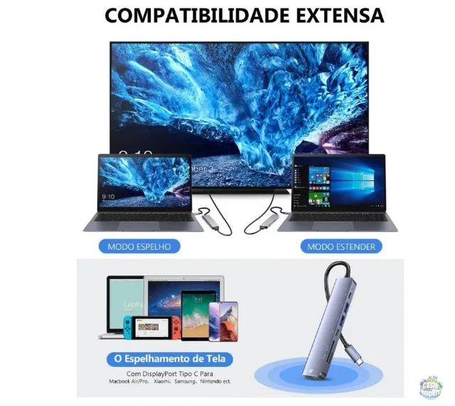 Adaptador Hub Usb Tipo C 7 Em 1 Hdmi notebooks celulares e tablets - Foto 3