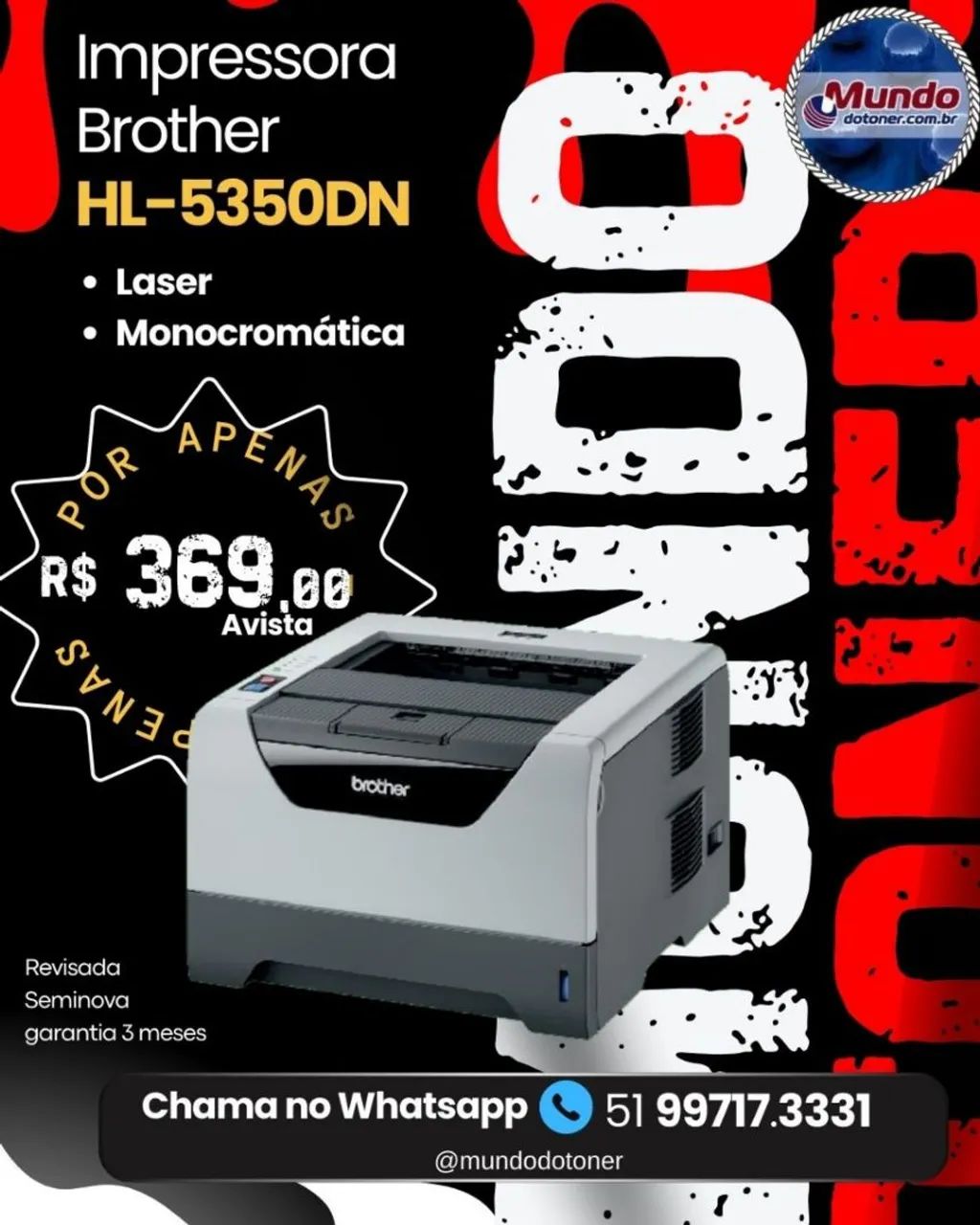 Impressora Brother HL-5350DN Laser e Monocromática