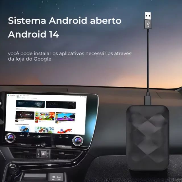 Transforme Central Mult em Android 14 CarPlay Auto Sem Fio Play Store APP YouTube Netflix - Foto 5