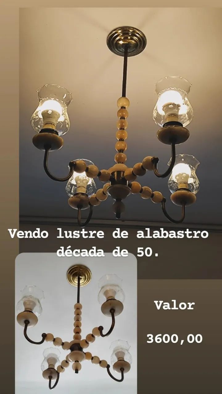 LUSTRE  DE ALABASTRO DECADA DE 50 - Foto 3