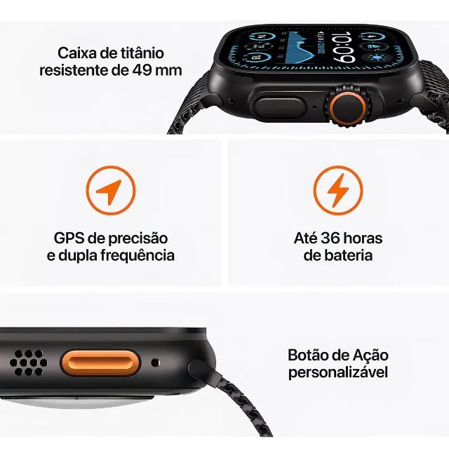Apple Watch Ultra 2 GPS + Cellular ? Caixa preta de titânio de 49 mm ? Pulseira Oceano pre - Foto 5