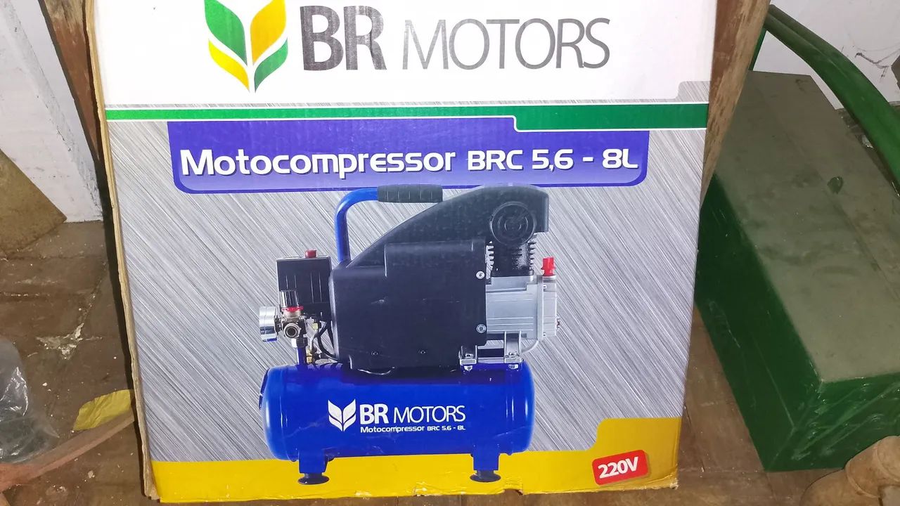 Motocompressor BRC5,6 com reservatório de 8L. 