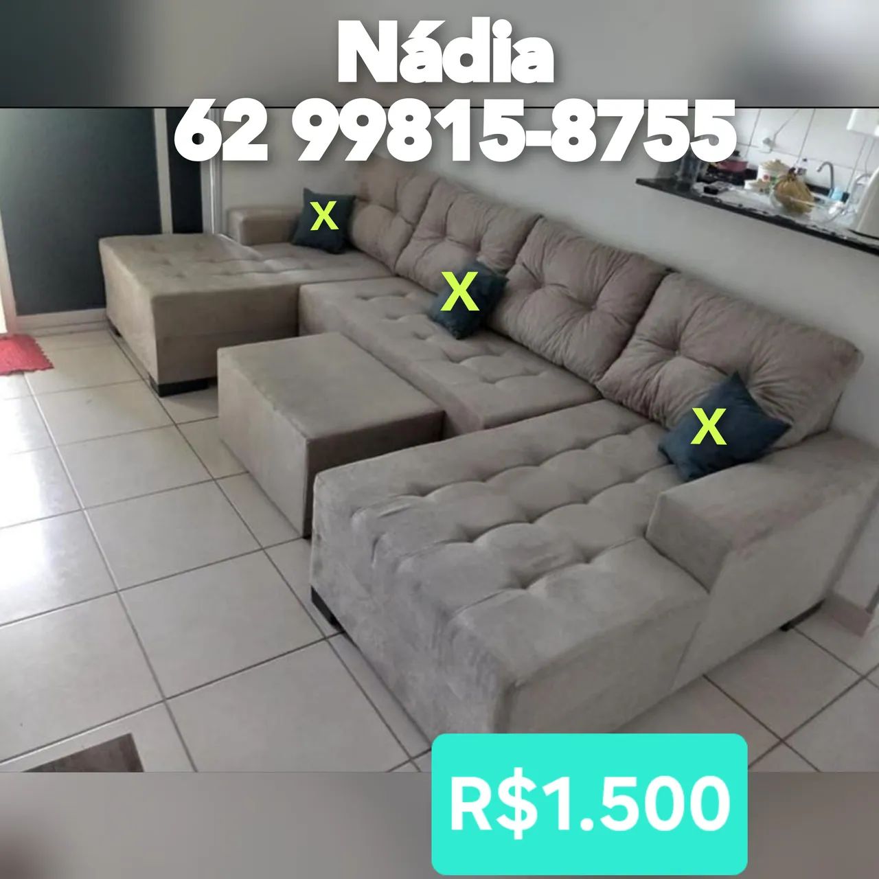 SOFÁ CHAISE DUPLA NOVO