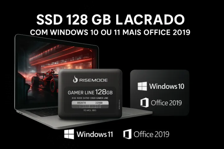 SSD 128 GB NOVO SEM USO ORIGINAL RISEMODE + WINDOWS 10 OU 11 ATIVADOS + PACOTE OFFICE 2019