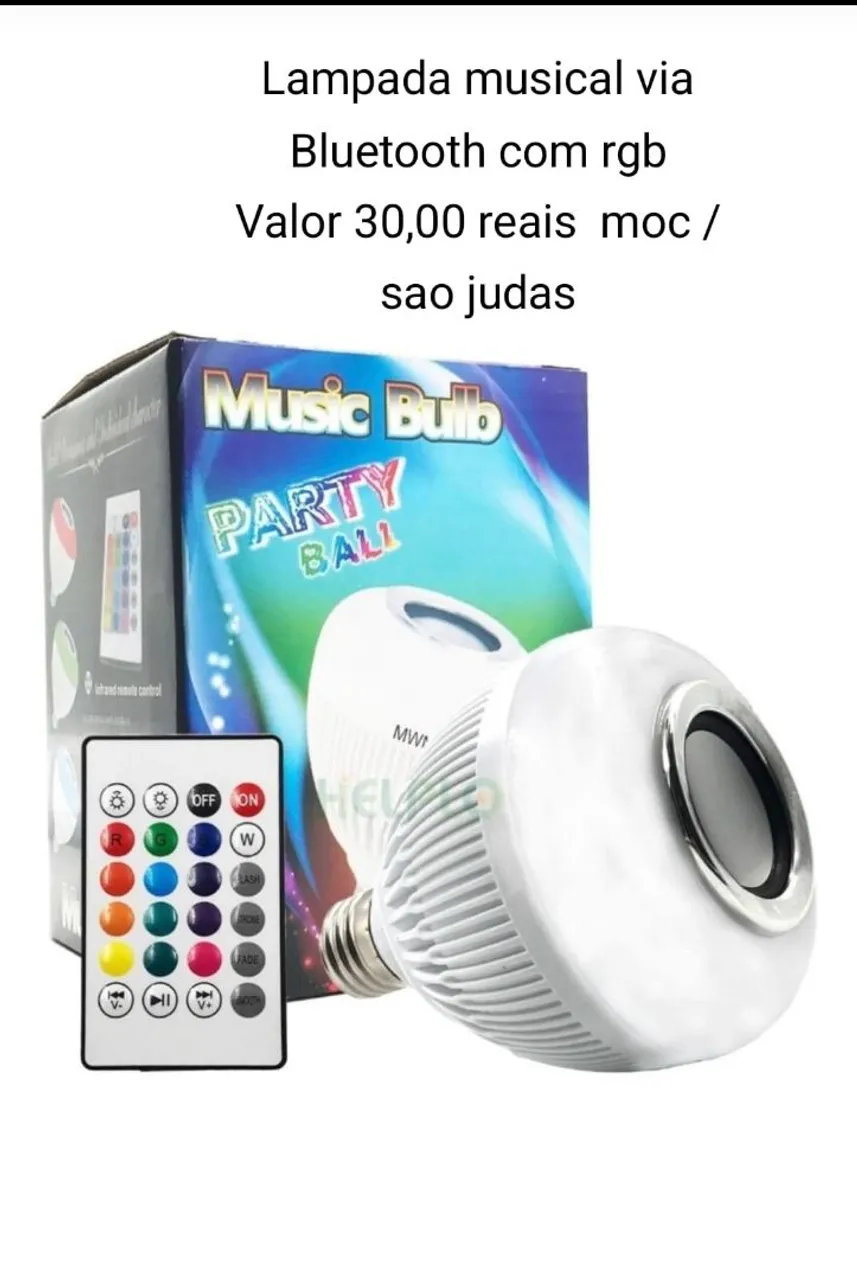 Lâmpada Bluetooth com RGB e Alto-falante - Festa Iluminada!