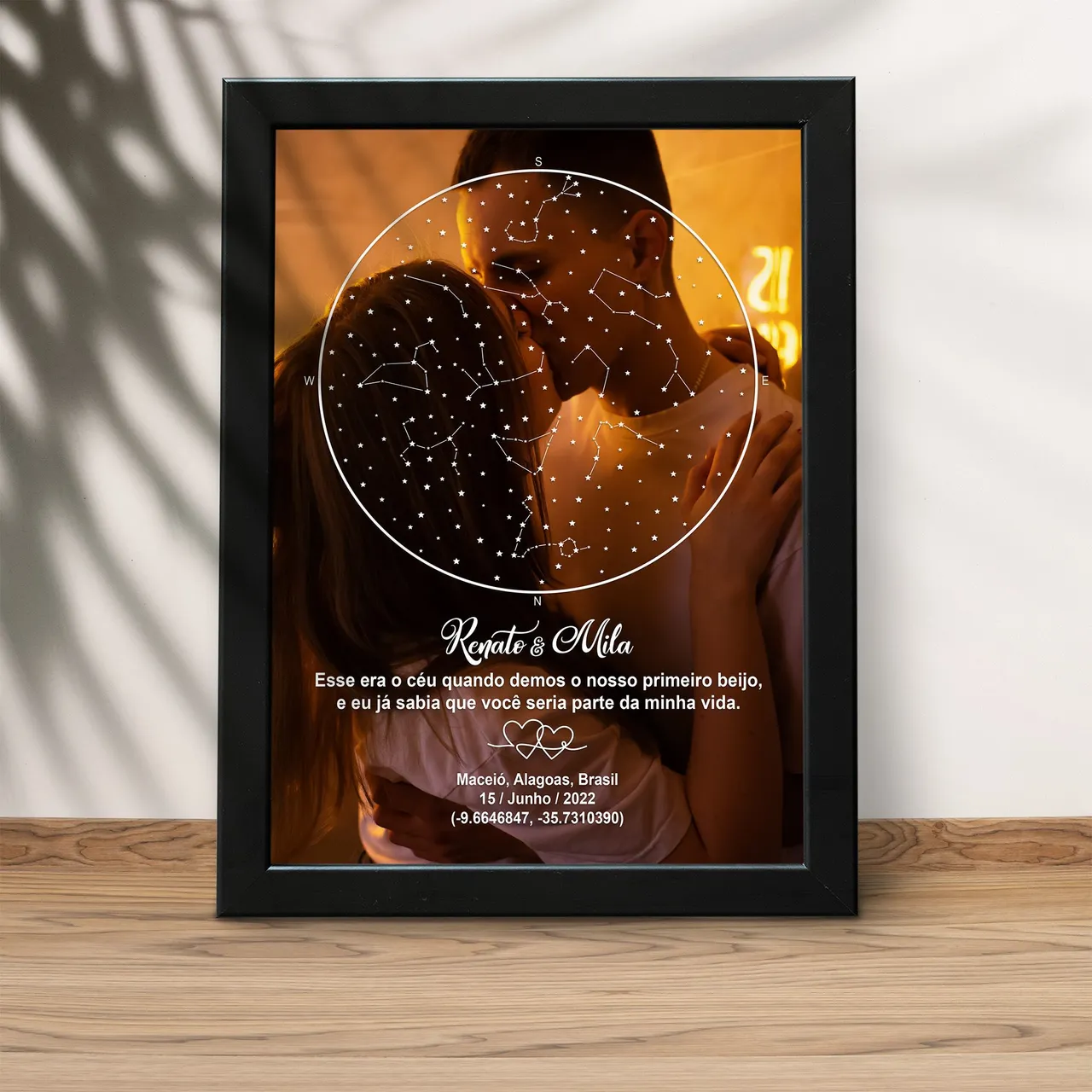Quadro personalizado com mapa astral e foto
