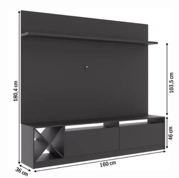 Rack para TV com Painel Preto - Moderno e Elegante - Foto 2