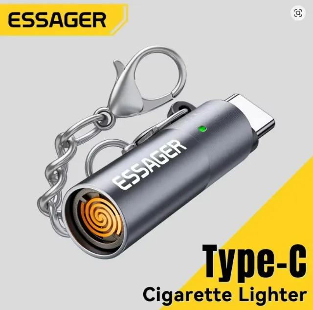 Isqueiro USB-C Mini - Sem Chama, Fio de Tungstênio, Ideal para Viagens